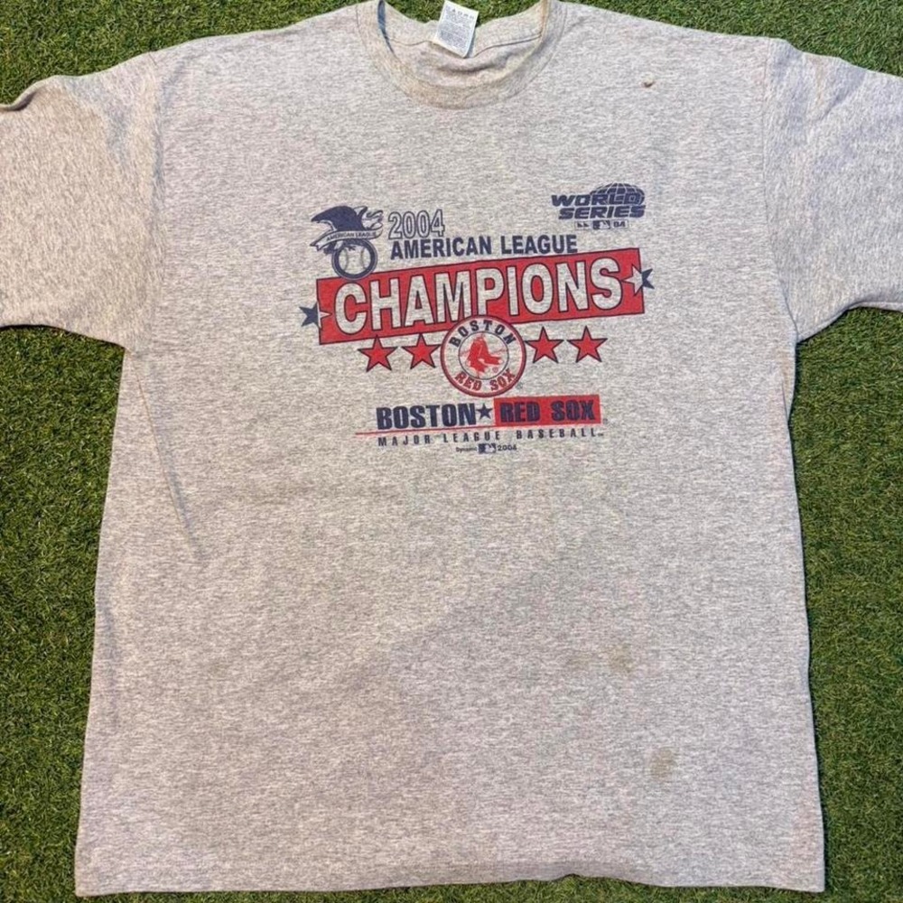 2004 Boston Red Sox American League Champions grey t-shirt Size XL
